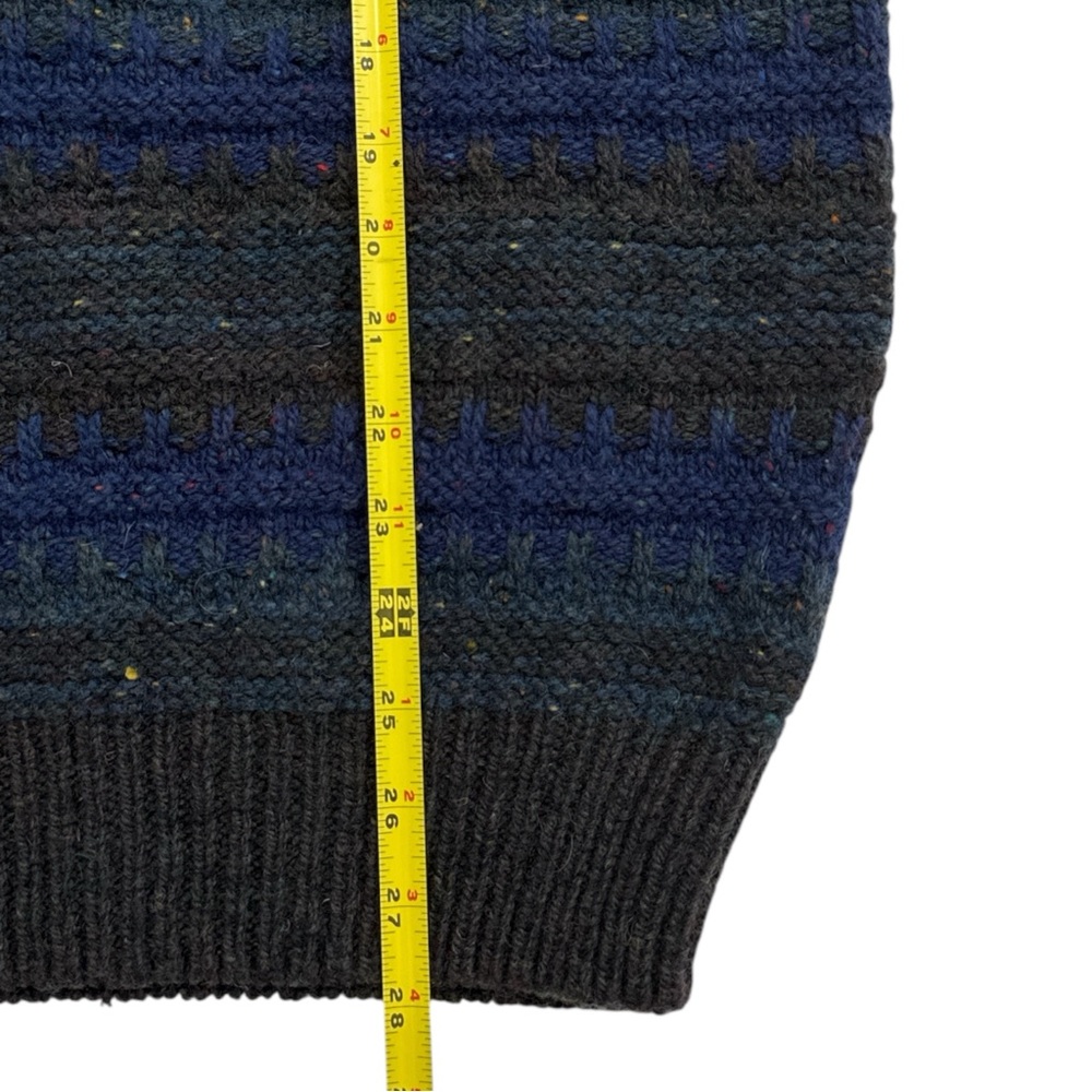 Skye Knitwear Striped Crewneck Sweater -‎ Blue and Black Wool/Silk Men’s Medium - Picture 7 of 7